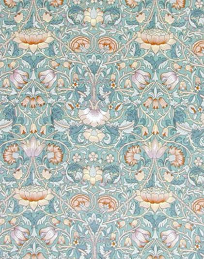 ‘Lodden’ fabric designed by Morris in 1884 – this is the  design being printed in the above photograph.
